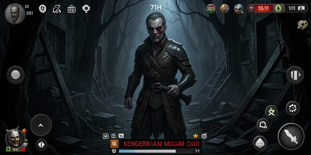 Tampilan gameplay menakutkan dari 71H di dalam kegelapan.