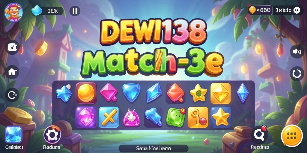 Tampilan gameplay DEWI138 menunjukkan kecocokan item yang berwarna-warni.