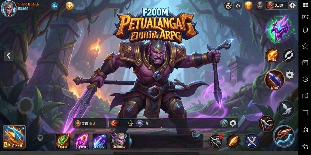 Tampilan aksi seru dalam gameplay ARPG F200M.