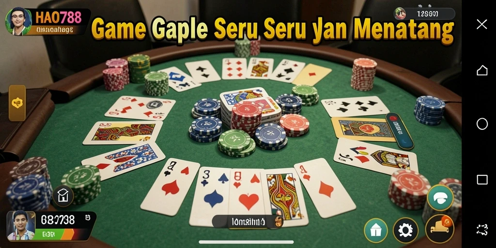 Gameplay HAO788 yang seru dalam bermain Gaple dengan teman.