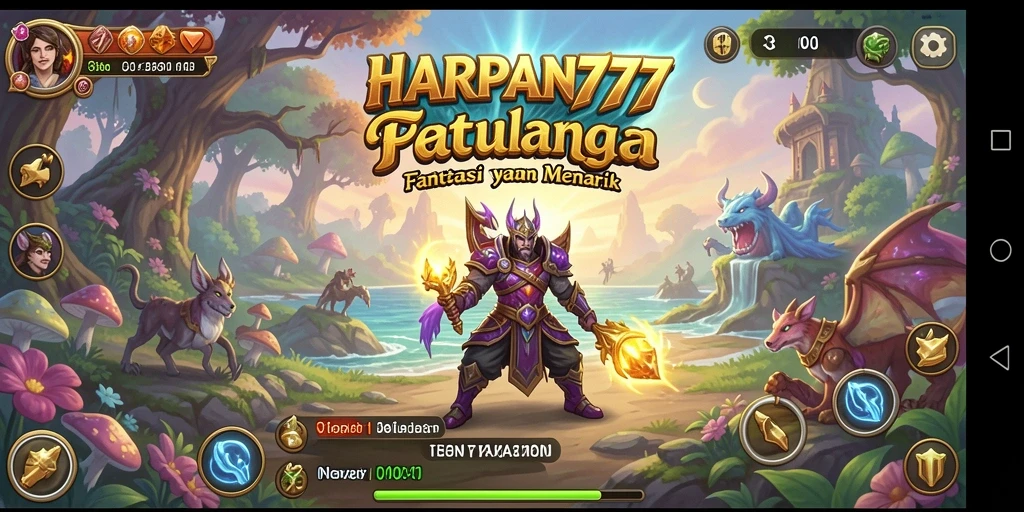 Tampilan gameplay HARAPAN777 dengan karakter dan pertempuran seru.