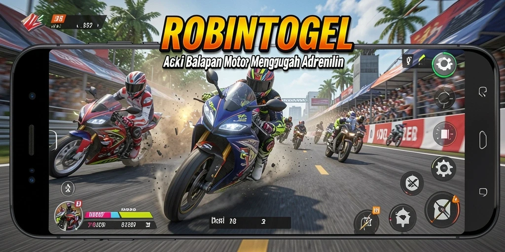 Tampilan menegangkan dari gameplay ROBINTOGEL saat balapan motor.