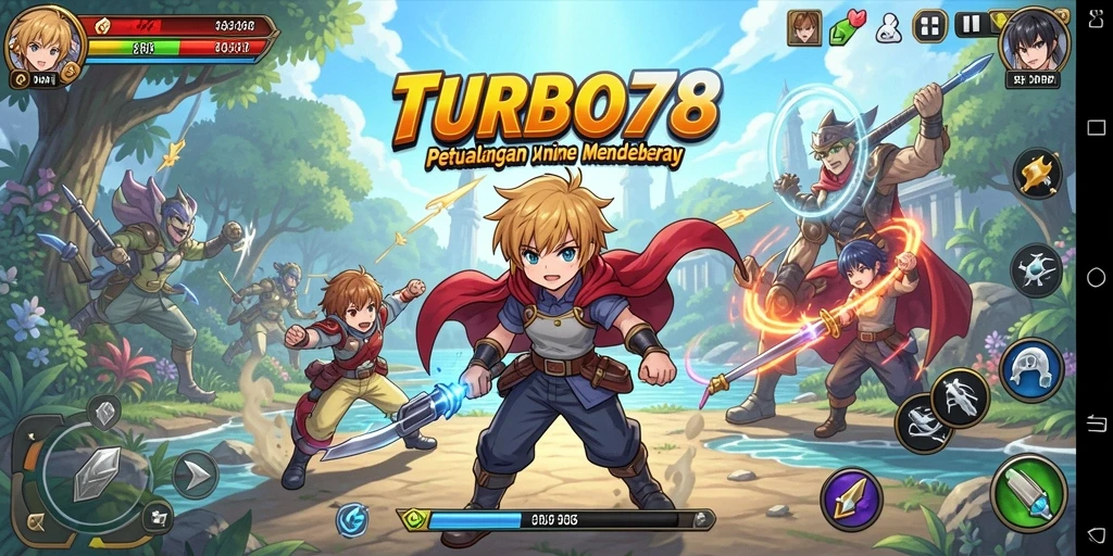 Tampilan permainan TURBO78 yang penuh warna dan karakter menarik.