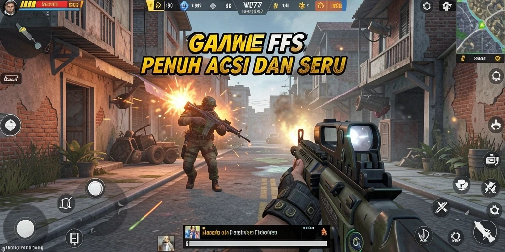 Screenshot utama VO777 menampilkan pemain dalam aksi tembak-menembak intens.